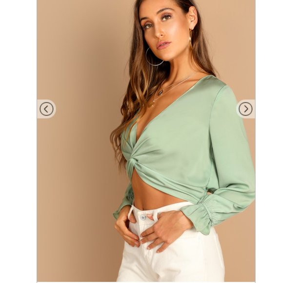 NWOT Sage front twist top - Picture 2 of 12